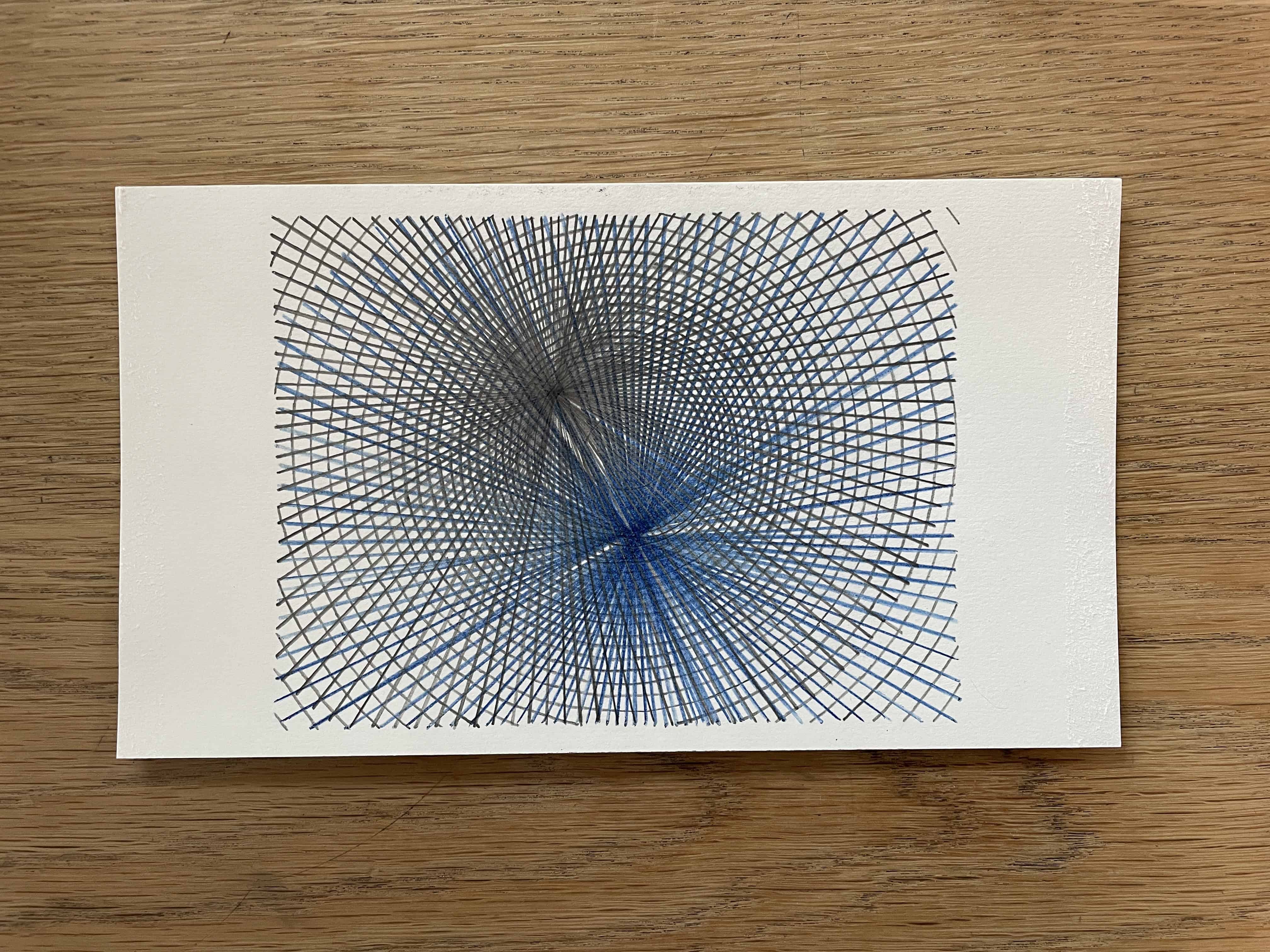 Quick tests: Mark-making, moiré cones, and colour